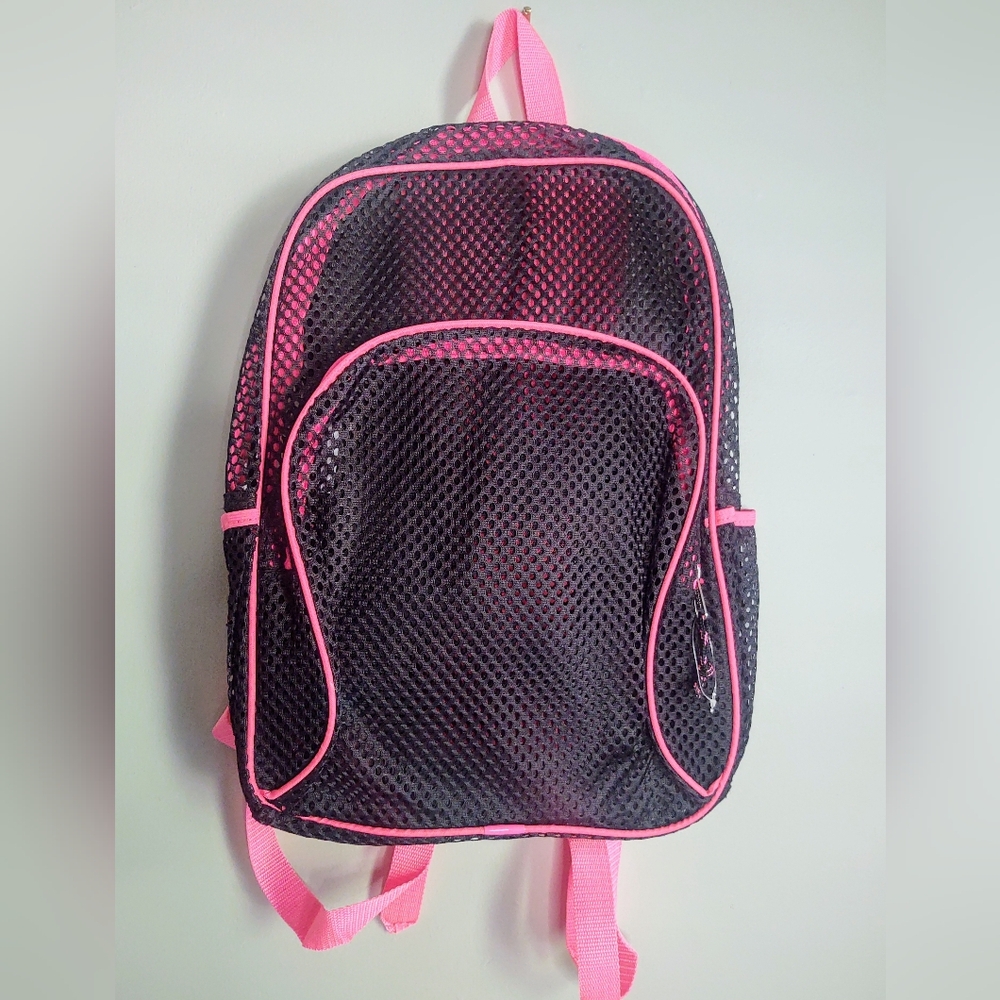 East Sport Mesh Backpack NEVER Used Black/Pink 17X12